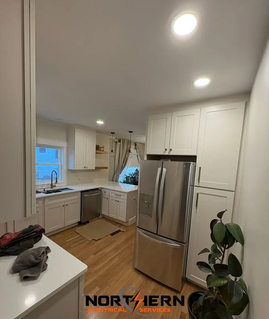 Finished kitchen with full recessed lighting