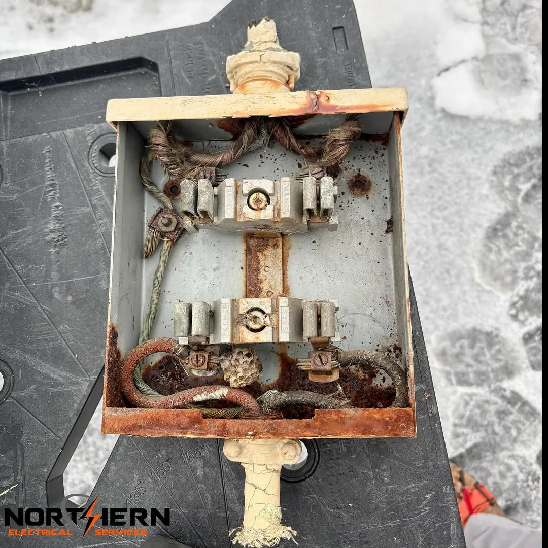 Rusted disconnect box after removal