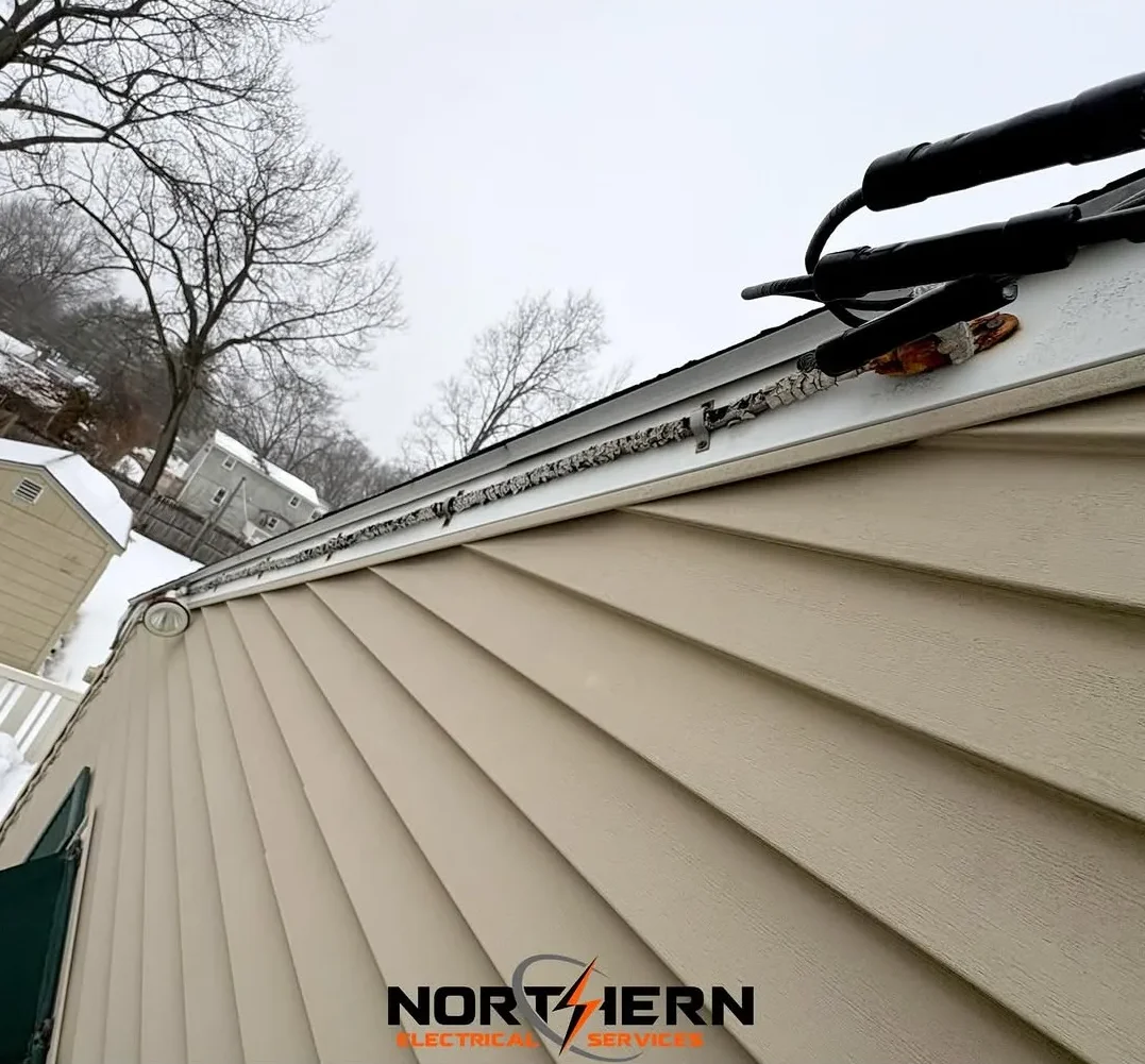 Failing service cable at roofline